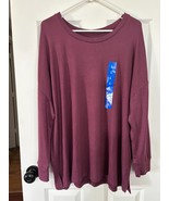 Felina Women&#39;s Cozy Knit Long Sleeve Shirt Top Size L Red (Mauve Wine) New - $10.40