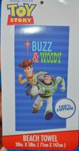 Disney Pixar Toy Story 4 Buzz Lightyear &amp; Woody Beach Towel 28 in x 58 NEW - £13.63 GBP