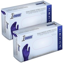 First Choice Indigo Nitrile Disposable Exam Gloves, 3 Mil,, 2 Boxes Of 100. - £24.98 GBP