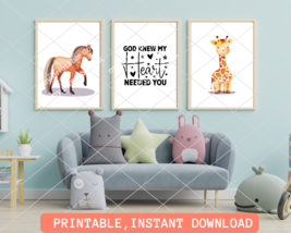 Printable Wall Art, set of 3,Nursery art,Watercolor Cute Animal Art,Todd... - £5.49 GBP