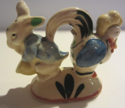 Vintage Singing Chicken &amp; Rabbit On Saxophone Salt and Pepper One Piece Japan - £43.94 GBP