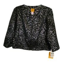 Ruby Rd Womens Blazer 12 Black Silver Full Zip Metallic Pockets Long Sleeve NEW - £20.93 GBP