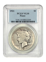 1921 $1 PCGS VG10 (High Relief) - $213.89