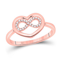 10kt Rose Gold Womens Round Diamond Infinity Heart Ring 1/20 Cttw - £165.77 GBP