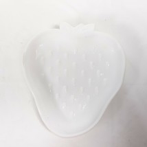 Strawberry White Glass Trinket Dish Spring Decor - £11.62 GBP