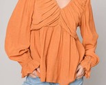 Heyson Flare Crinkled Blouse Pumpkin Spice - $35.00