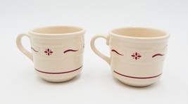 Longaberger Woven Traditions Heritage Red Coffee Mugs Cups No Saucers Se... - $29.99