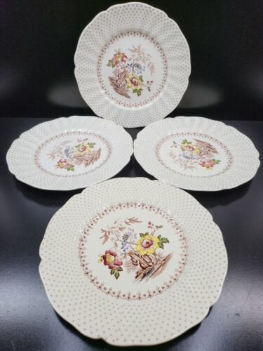 Primary image for 4 Royal Doulton Grantham Dinner Plates Set Vintage Floral D5477 England MCM Lot
