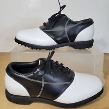 Womans Etonic Black/White Dri-lite 300 Golf Shoes Q-lock cleats Size 6.5 - £17.33 GBP