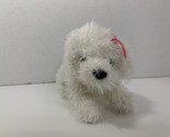 Douglas Cuddle Toys small plush terrier puppy dog 1514 white 2009 pink bow - £7.78 GBP