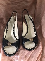 Moschino Cheap and Chic Womens  Leather Black Heels Sz 7.5  Slingback As-Is Cute - £14.18 GBP