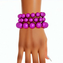 Bracelet Purple Fuchsia Pearl 3 Pcs Set for Women - $31.49
