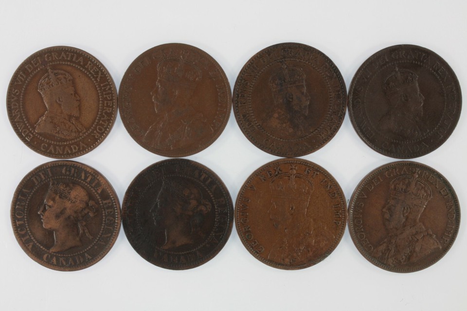 1888-1919 Canada Grand Cents 8-coin Bronze Kit Elizabeth George Edward-
show ... Item image 3