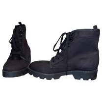 Marc Fisher Fayth Black Canvas Fabric Combat Hiker Lace Up Boots Sz 10 W... - $11.39