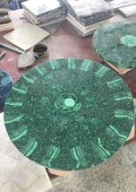 Malachite Round Coffee Table Top Semiprecious Random Work Inlay Stone Home Decor - £1,050.92 GBP