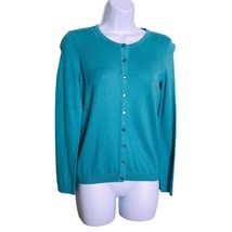 TALBOTS PETITES Size SP Teal Turquoise Green Cotton Blend 5% Cashmere Ca... - £20.71 GBP