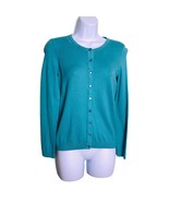 TALBOTS PETITES Size SP Teal Turquoise Green Cotton Blend 5% Cashmere Ca... - £20.71 GBP