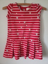 Gymboree 2016 Cozy Valentine Girls Heart Stripe Dress Size 4 Red Pink White - £14.68 GBP