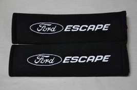 2 pieces (1 PAIR) Ford Escape Embroidery Seat Belt Cover Pads (White on Black) - £13.54 GBP