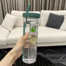 Green Portable Water Bottle with Straw – Fruit Infuser Cup for Fitness &amp;... - $185.64 MXN
