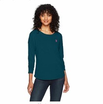 US Polo Assn Women&#39;s Long Sleeve Fashion T-Shirt, Rough Water, Large Gre... - $21.77