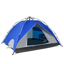 2-in-1 4 Person Instant Pop-up Waterproof Camping Tent-Blue - Color: Blue - £116.66 GBP