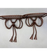 Vtg Twisted Rope Metal Wall Shelf Bow Tassels Brown Set of 2 - $733.00 MXN