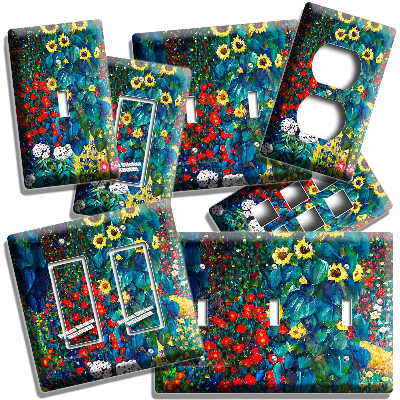 GUSTAV KLIMT SUNFLOWER GARDEN PAINTING LIGHT SWITCH OUTLET WALL PLATE ROOM DECOR