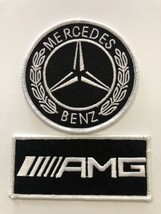 MERCEDES BENZ AMG SEW/IRON PATCH BADGE UNIFORM BLACK WHITE RACING FORMULA 1 - £13.40 GBP