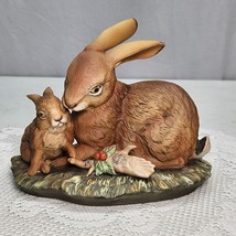VTG Homco Mother Hare and Baby Rabbit Bunny Masterpiece Figurine EUC Forest - £17.00 GBP