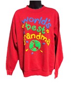 VGT World&#39;s Best Grandma&quot; Tultex Red Crewneck Sweatshirt Med Puff Paint ... - $30.60 CAD