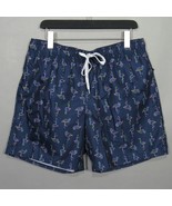 City Streets Men&#39;s Swim Shorts Flamingo Print Navy Blue Size Large - $18.00