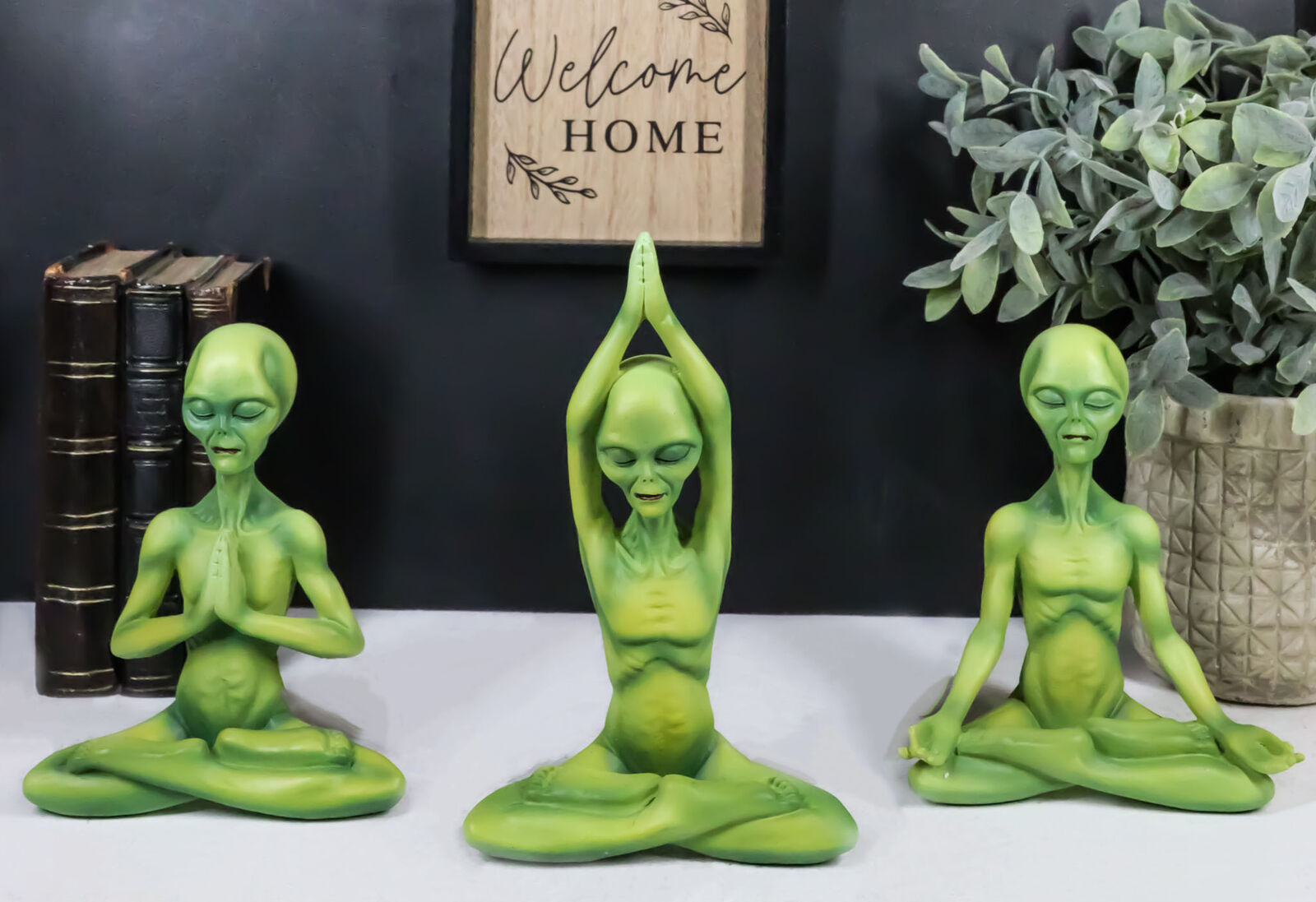 UFO Green Roswell Alien ET Yoga Meditation Body Mind and Soul Sitting Fi... - $49.99