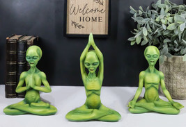 UFO Green Roswell Alien ET Yoga Meditation Body Mind and Soul Sitting Figurines - £39.97 GBP