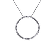 0.45 Carat Round Diamond Circle Of Love Pendant on Cable Link Chain 14K White Go - £320.73 GBP