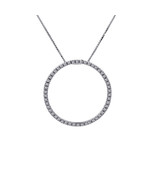 0.45 Carat Round Diamond Circle Of Love Pendant on Cable Link Chain 14K ... - £310.65 GBP
