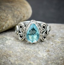 Swiss Blue Topaz Gemstone 925 Silver Ring Handmade Jewelry Ring All Size - £5.82 GBP