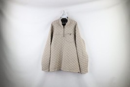 Eddie Bauer Mens Size Large Tall Quilted Pocket Half Zip Pullover Sweater Beige - £34.95 GBP