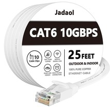 Cat 6 Ethernet Cable 25 ft Outdoor Indoor 10Gbps Support Cat8 Cat7 Network Flat  - £19.65 GBP