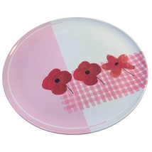 Zak Designs Dinner Plates Set of 4 11 in diameter Pink Floral White Mela... - $16.82