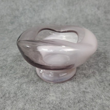 Hand Blown Art Glass Ashtray Amethyst White Swirl Bowl Dish 4-1/2 Inch Vintage - £9.94 GBP