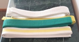 Lot 4 Martial Arts 1.75&quot; Wide Size 5 Yellow Green Karate Taekwondo Unifo... - £11.67 GBP