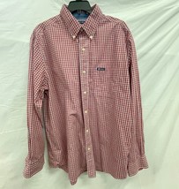 Chaps Easy Care Red &amp; White Plaid Long Sleeve Men Shirt Size L - $285.10 MXN