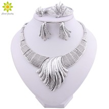 New Exquisite Dubai Silver Plated Jewelry Set Nigerian Wedding Woman Accessories - £25.33 GBP