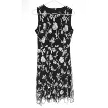 nwt DKNY Floral Embroidered Mesh Dress black 8 - $60.00