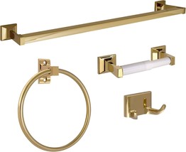 Millbridge 4-Piece Bathroom Accessory Kit, Polished Brass - $48.99