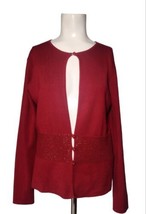 Christina Size M Beaded Cardigan Sweater Spun Rayon Red Crystal Buttons ... - $21.77