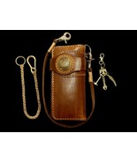 Handmade Long Leather Chain Bifold Wallet, Mens leather Motorcycle Long wallet,  - $84.99