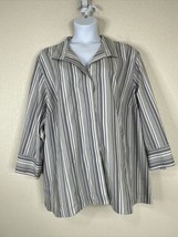 Maggie Barnes Womens Plus Size 4X Gray Striped Non-Iron Button-Up Shirt - £15.53 GBP