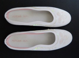 Autumn Run Canvas Slip On Women&#39;s Shoes White Embellished Sz 10 Sequence... - £15.55 GBP